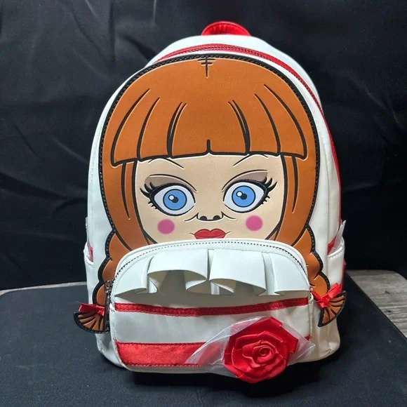 Loungefly anabelle Ruffle Backpack - White, Red, Orange Loungefly x Annabelle Cosplay Mini Backpack – GeekCore main image 4